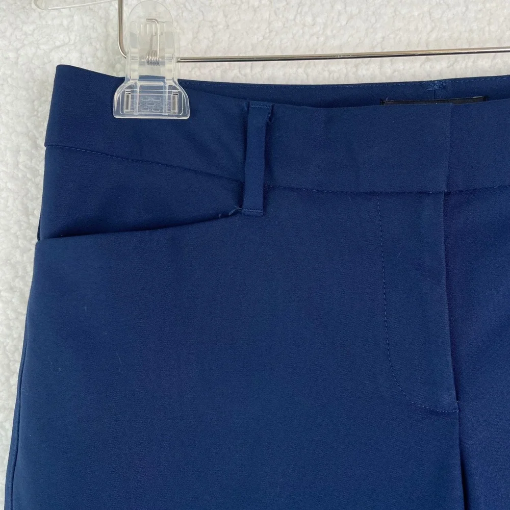 White House Black Market Perfect Form Navy Blue Straight Crop Pants Size 6